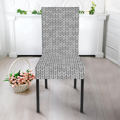 Grey Knitted Pattern Print Dining Chair Slipcover