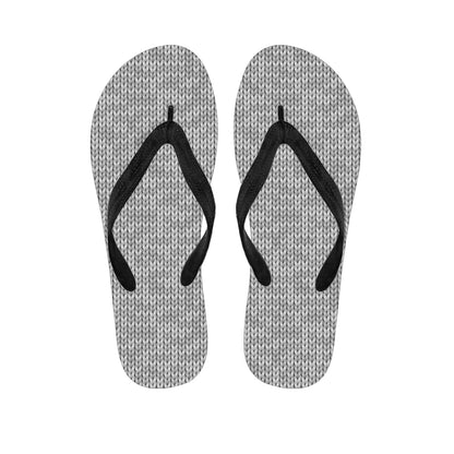 Grey Knitted Pattern Print Flip Flops