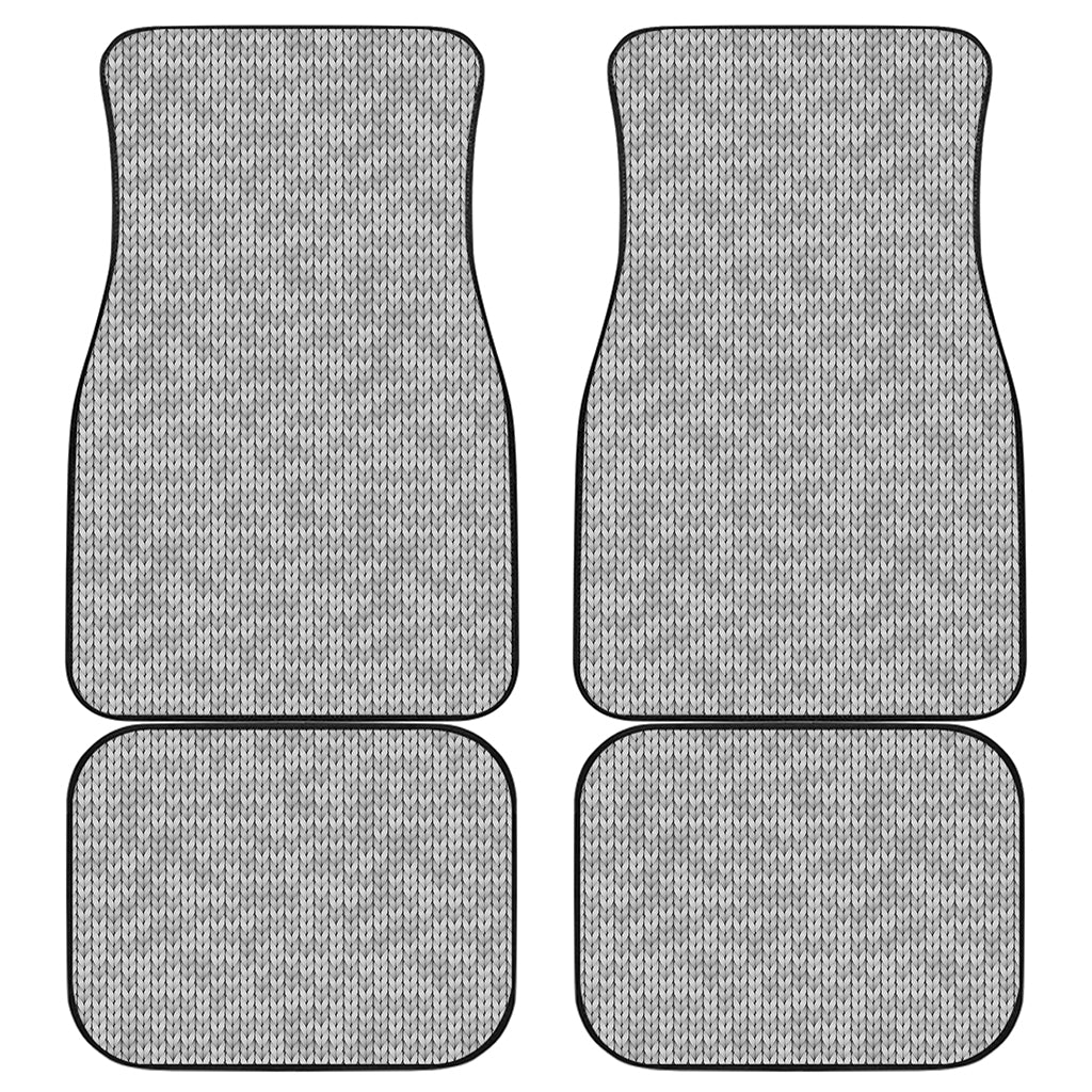 Grey Knitted Pattern Print Front and Back Car Floor Mats