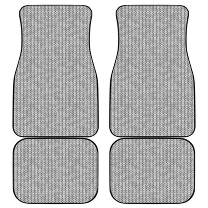 Grey Knitted Pattern Print Front and Back Car Floor Mats