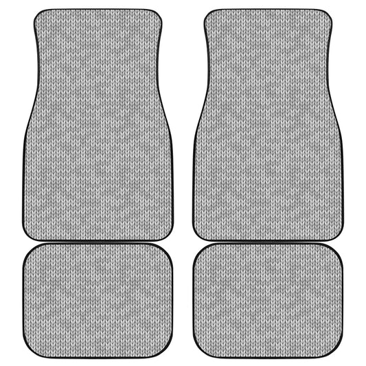 Grey Knitted Pattern Print Front and Back Car Floor Mats