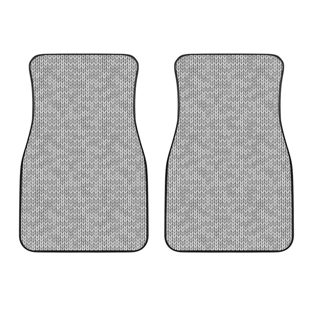 Grey Knitted Pattern Print Front Car Floor Mats