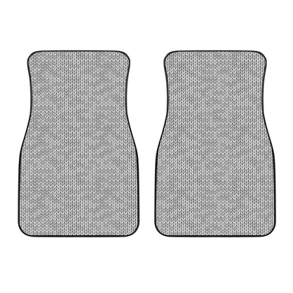 Grey Knitted Pattern Print Front Car Floor Mats
