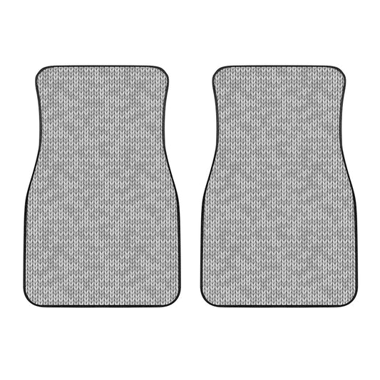 Grey Knitted Pattern Print Front Car Floor Mats