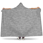 Grey Knitted Pattern Print Hooded Blanket