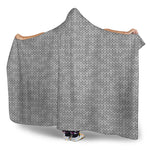 Grey Knitted Pattern Print Hooded Blanket