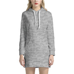 Grey Knitted Pattern Print Hoodie Dress