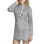 Grey Knitted Pattern Print Hoodie Dress