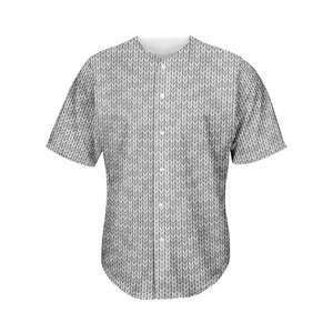 Grey Knitted Pattern Print Men's Baseball Jersey