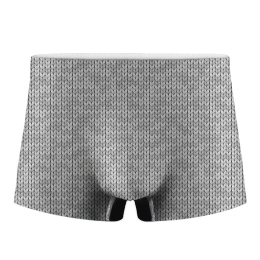 Grey Knitted Pattern Print Men's Boxer Briefs