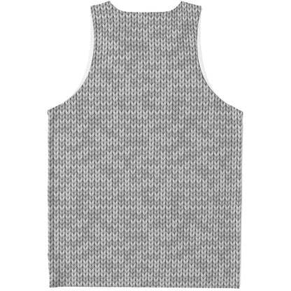 Grey Knitted Pattern Print Men's Tank Top