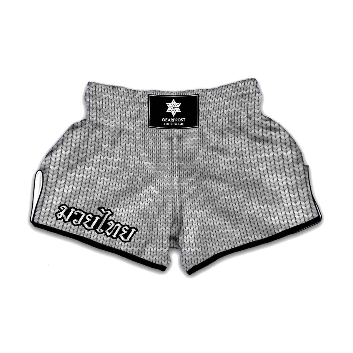 Grey Knitted Pattern Print Muay Thai Boxing Shorts