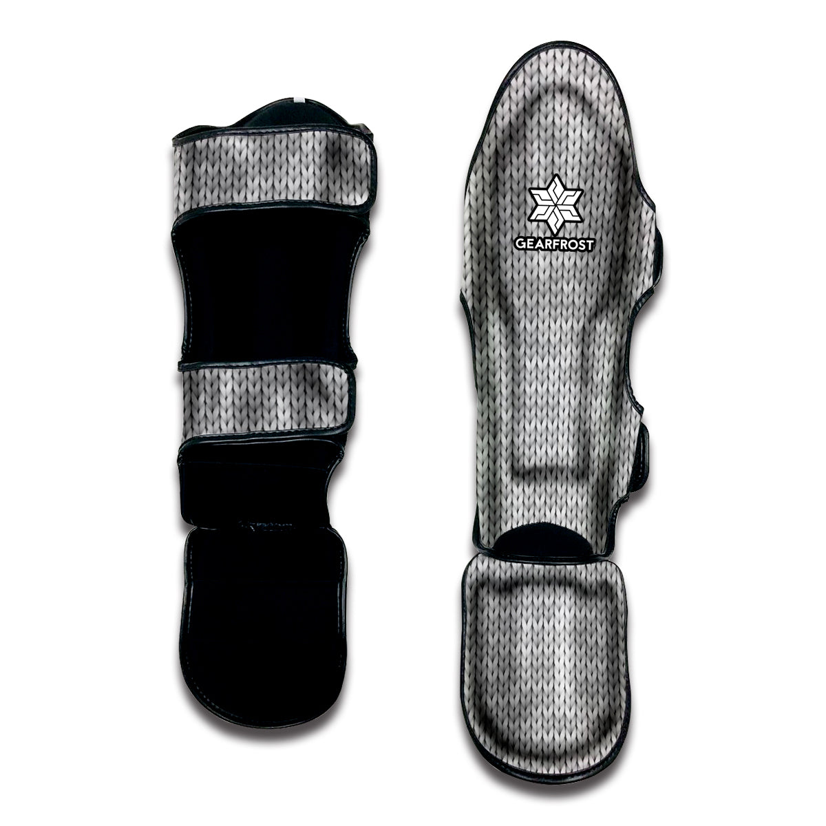 Grey Knitted Pattern Print Muay Thai Shin Guard