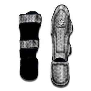 Grey Knitted Pattern Print Muay Thai Shin Guard