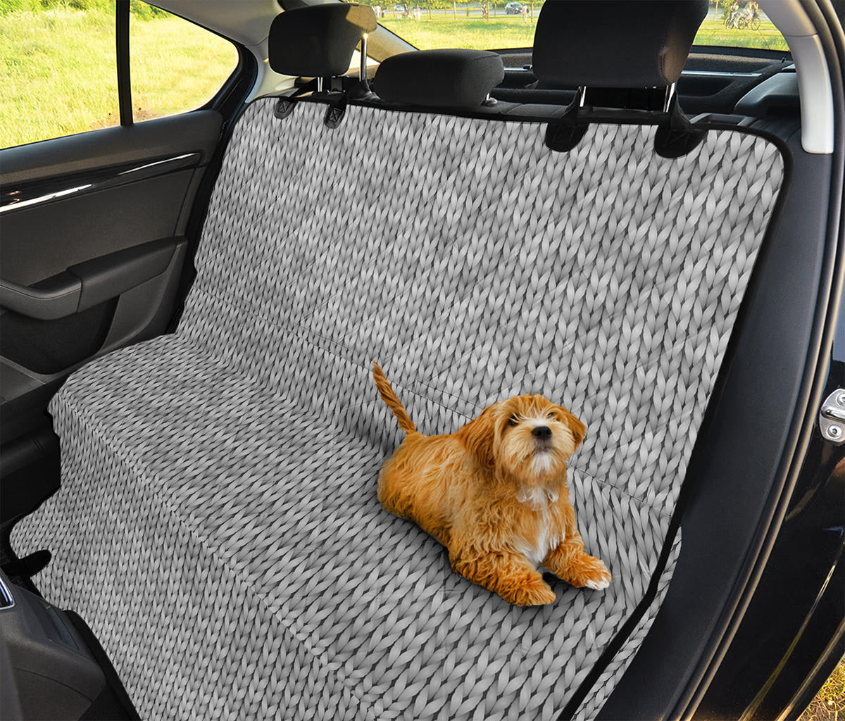 Grey Knitted Pattern Print Pet Car Back Seat Cover