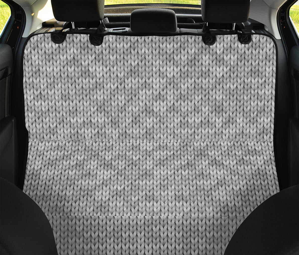 Grey Knitted Pattern Print Pet Car Back Seat Cover
