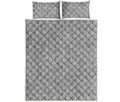 Grey Knitted Pattern Print Quilt Bed Set