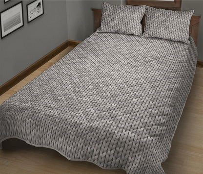 Grey Knitted Pattern Print Quilt Bed Set