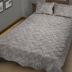 Grey Knitted Pattern Print Quilt Bed Set