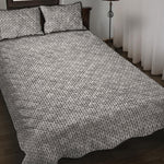 Grey Knitted Pattern Print Quilt Bed Set