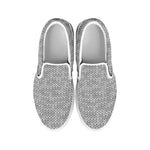 Grey Knitted Pattern Print White Slip On Shoes