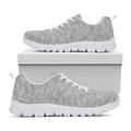 Grey Knitted Pattern Print White Running Shoes