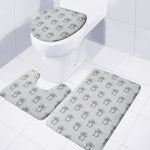 Grey Koala Pattern Print 3 Piece Bath Mat Set
