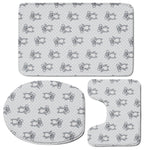 Grey Koala Pattern Print 3 Piece Bath Mat Set