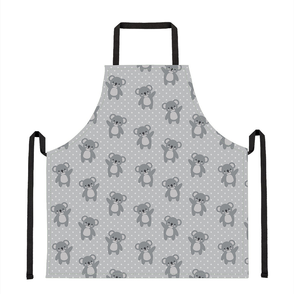 Grey Koala Pattern Print Apron