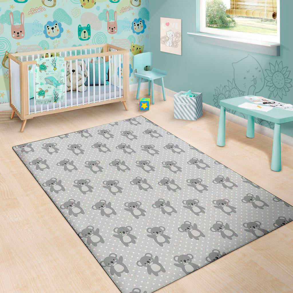 Grey Koala Pattern Print Area Rug
