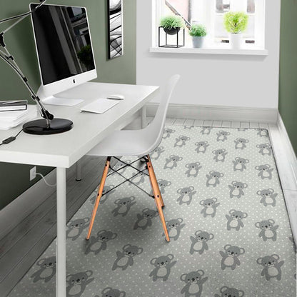 Grey Koala Pattern Print Area Rug