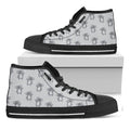 Grey Koala Pattern Print Black High Top Sneakers