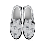 Grey Koala Pattern Print Black Slip On Shoes