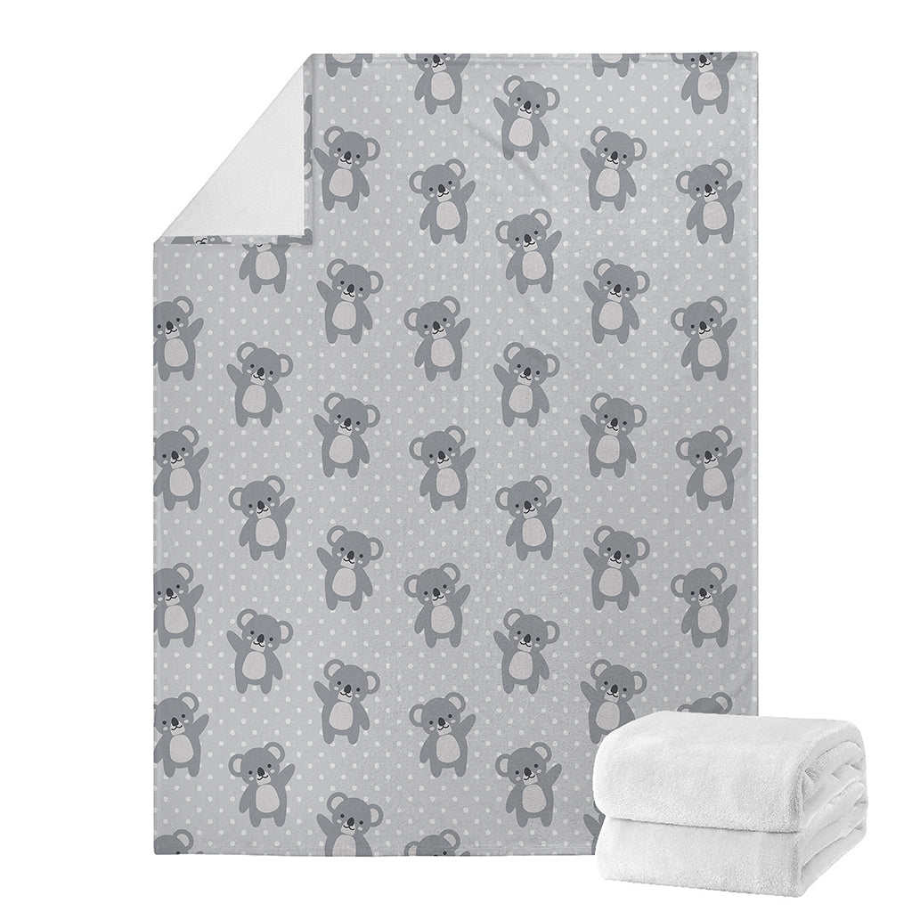 Grey Koala Pattern Print Blanket