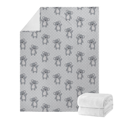 Grey Koala Pattern Print Blanket
