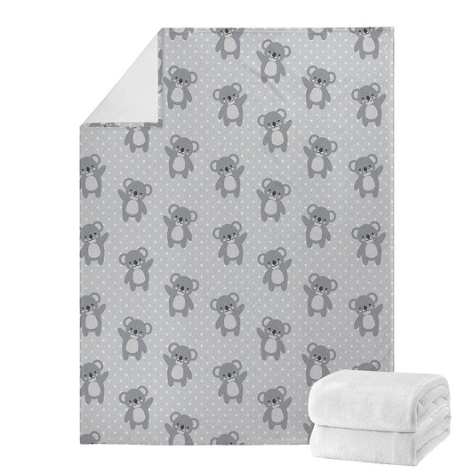 Grey Koala Pattern Print Blanket