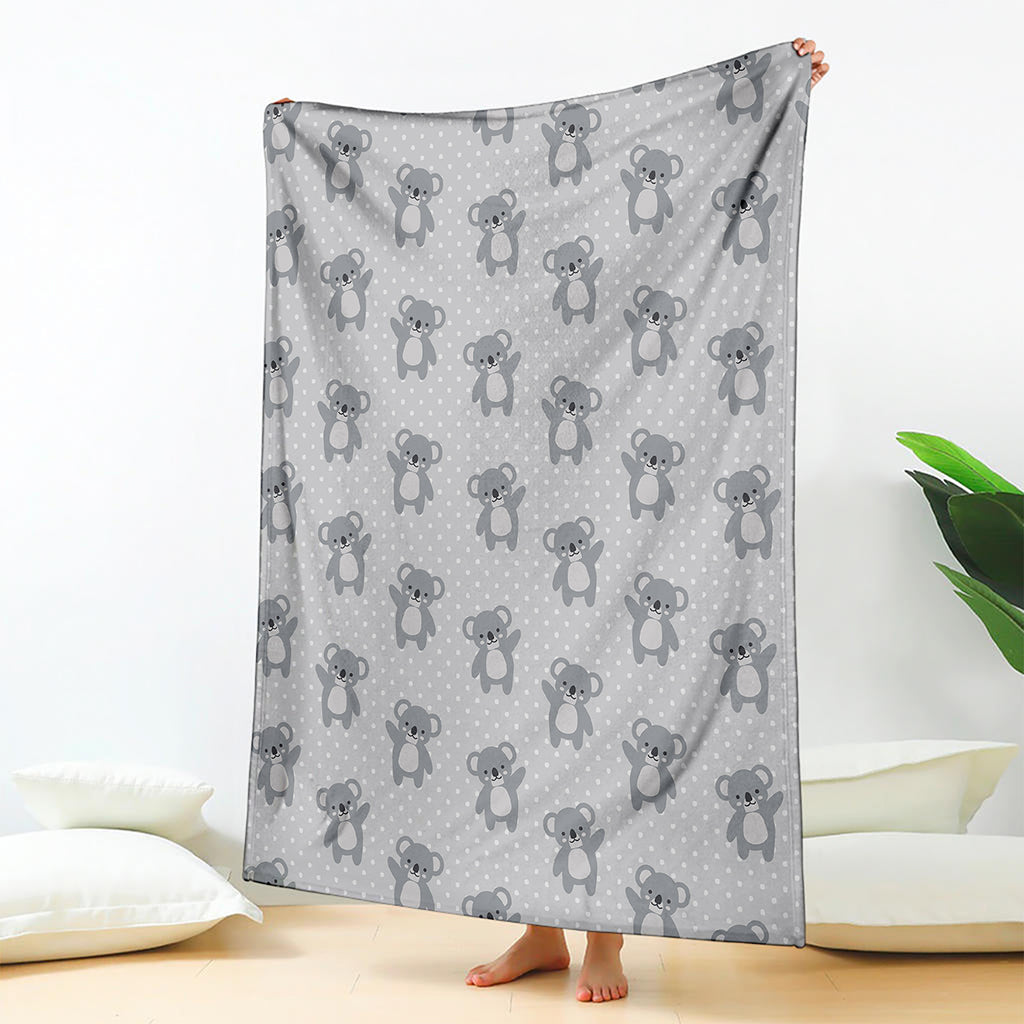 Grey Koala Pattern Print Blanket
