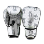 Grey Koala Pattern Print Boxing Gloves