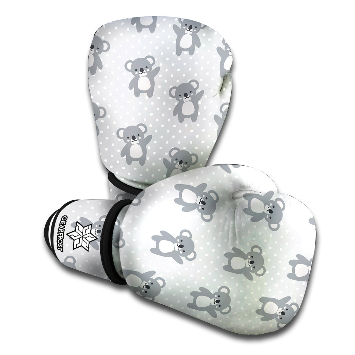 Grey Koala Pattern Print Boxing Gloves