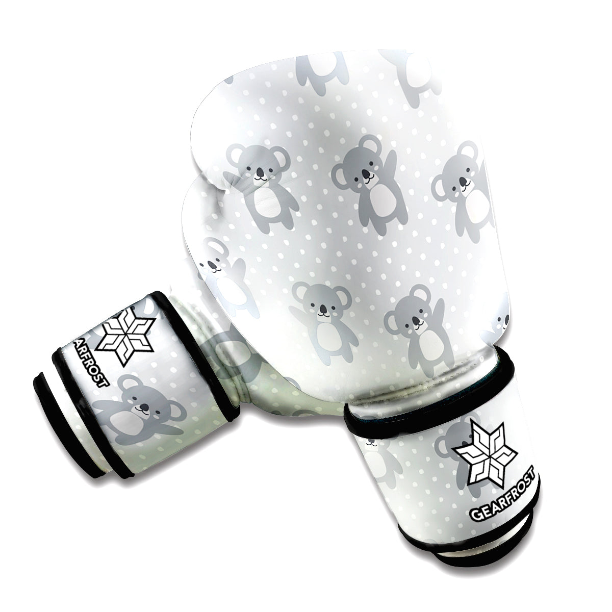Grey Koala Pattern Print Boxing Gloves