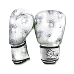 Grey Koala Pattern Print Boxing Gloves