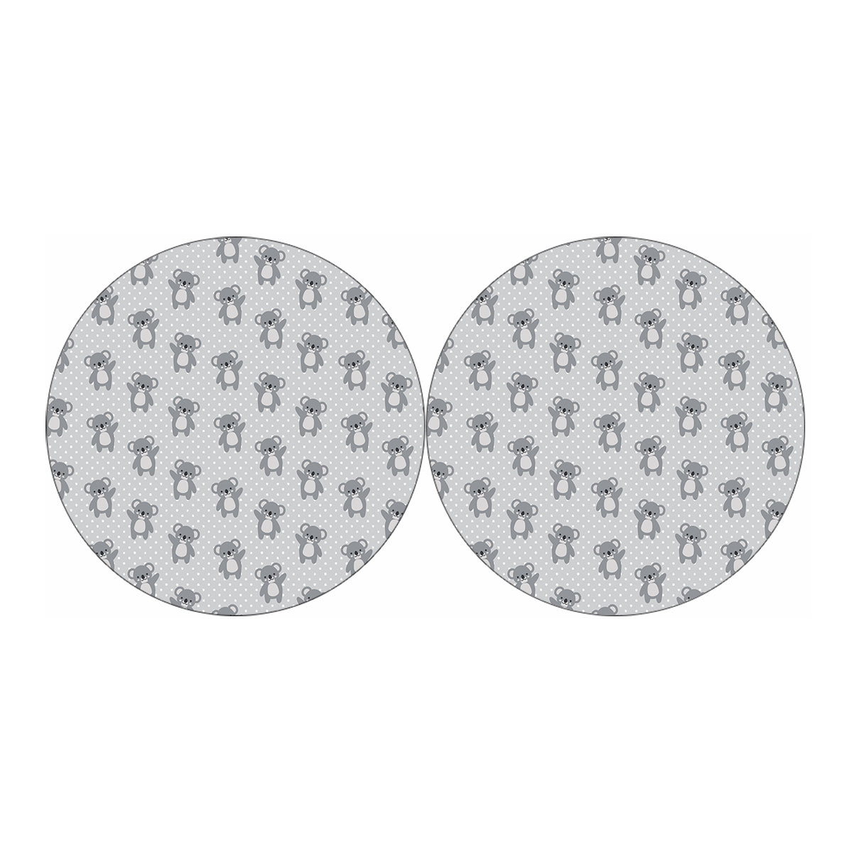Grey Koala Pattern Print Car Coasters
