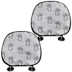 Grey Koala Pattern Print Car Headrest Covers