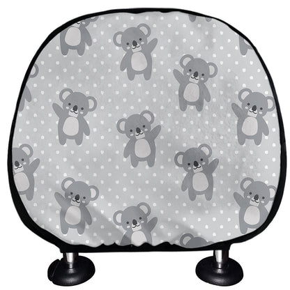 Grey Koala Pattern Print Car Headrest Covers