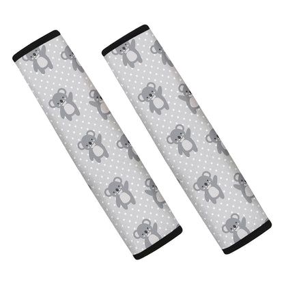 Grey Koala Pattern Print Car Seat Belt Covers