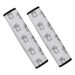 Grey Koala Pattern Print Car Seat Belt Covers