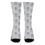 Grey Koala Pattern Print Crew Socks