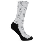 Grey Koala Pattern Print Crew Socks