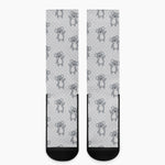 Grey Koala Pattern Print Crew Socks