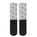 Grey Koala Pattern Print Crew Socks